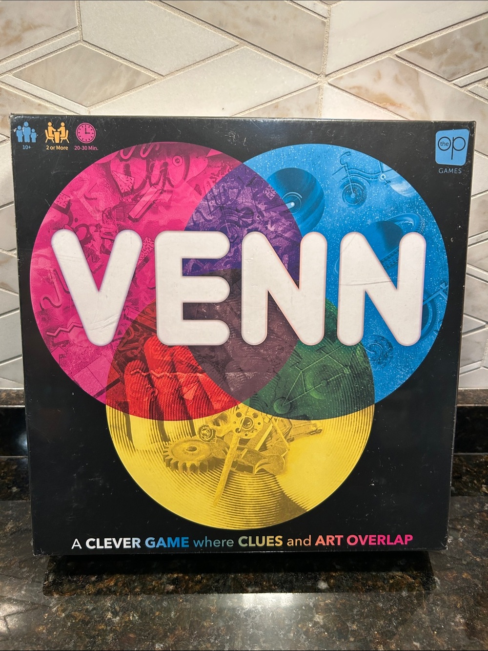 VENN Party Board Game by The OP - Blue, Pink, Yellow, Green